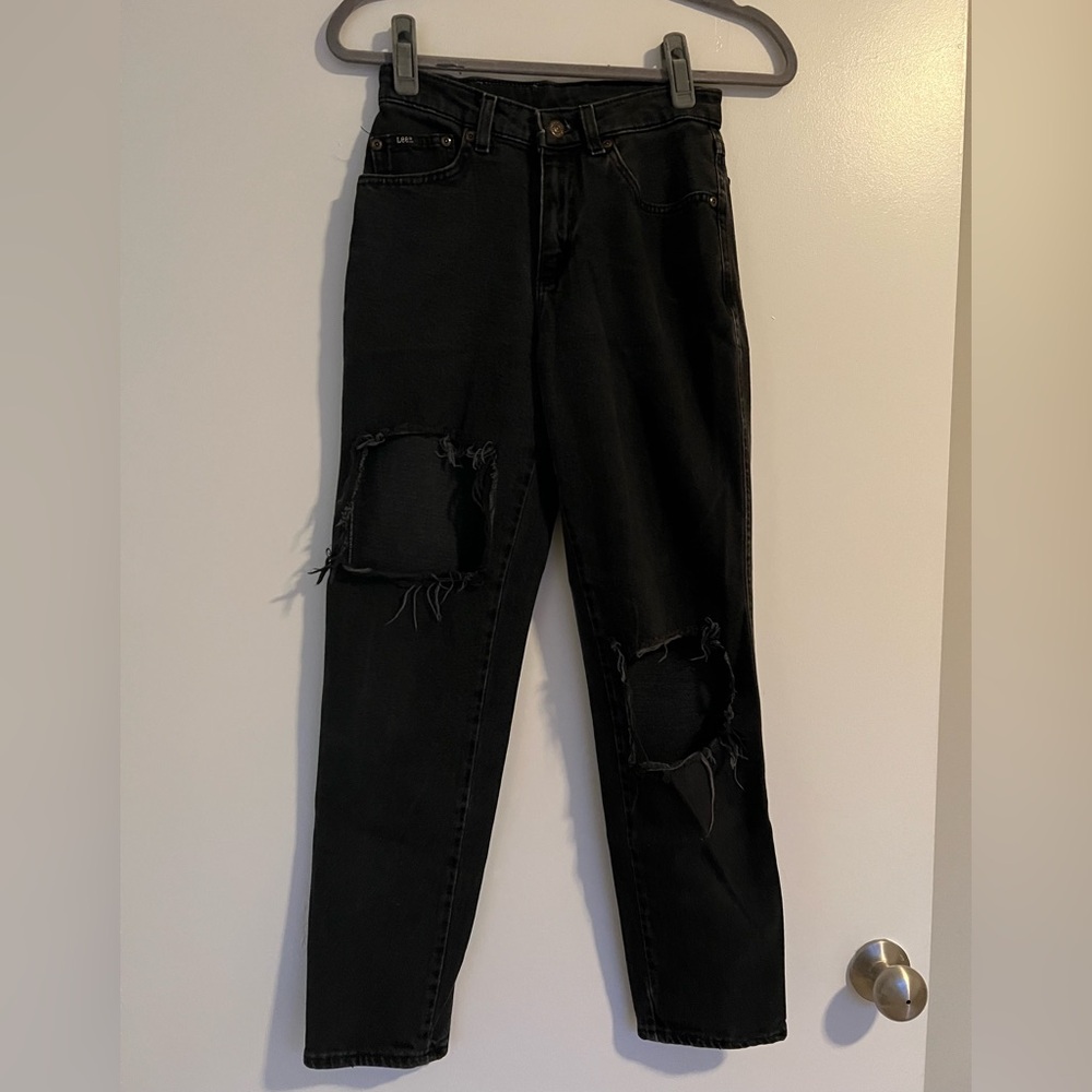 Lee Original Distressed Black Jeans with Holes